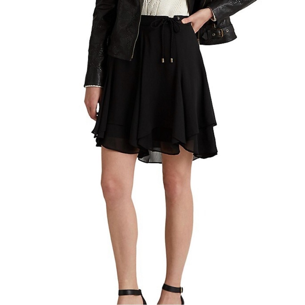 Ralph Lauren black sheer tiered layered skirt size 6